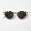 Round Sunglasses — Crystal Clear with Textured Gold Temple Detail POLARIZED