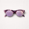 Round Browline Sunglasses — Purple Tortoise with Mirrored Lens
