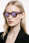 Round Browline Sunglasses — Purple Tortoise with Mirrored Lens