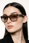 Square Sunglasses — Classic Tortoise with Gold Emblem Detail