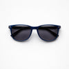 Square Sunglasses — Navy Blue with Textured Metal Temple Detail