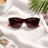 Square Sunglasses — Black with Red Trim Detail