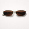 Rectangular Metal Sunglasses — Y2K Wing Temple Detail (Silver, Navy &amp; Black)