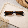 Rectangular Metal Sunglasses — Y2K Wing Temple Detail (Silver, Navy &amp; Black)