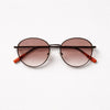 Round Metal Sunglasses — Gunmetal with Warm Gradient Lens