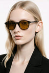 Round Sunglasses — Classic Tortoise with Amber Lens