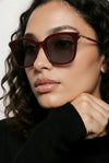 Classic Square Sunglasses — Burgundy with Gold Hinge Detail