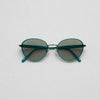 Round Metal Sunglasses — Teal Rim with Gunmetal Bridge