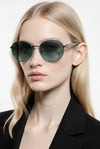 Round Metal Sunglasses — Teal Rim with Gunmetal Bridge