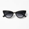 Cat-Eye Sunglasses — Black with Glitter Brow and Silver Trim