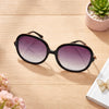 Oversized Round Sunglasses — Black with Gold Hinge Detail