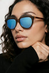 Cat-Eye Sunglasses — Tortoiseshell with Blue Mirrored Lenses