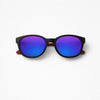 Round Sunglasses — Black with Berry Accent and Purple Mirrored Lenses