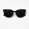 Round-Cat Sunglasses — Black with Silver Temple Detail