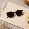 Round Keyhole Sunglasses — Black with Rivet Detail