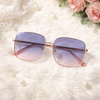 Rimless Oversized Square (Rose Gold Metal, Blue-to-Pink Gradient Lens)