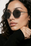 Round Metal Sunglasses — Gunmetal with Slim Wire Frame