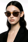 Classic Round Sunglasses — Amber Tortoise with Rivet Detail