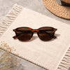 Classic Round Sunglasses — Amber Tortoise with Rivet Detail