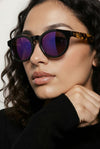 Oversized Round Acetate Sunglasses – Blue & Black & Havana | UV400